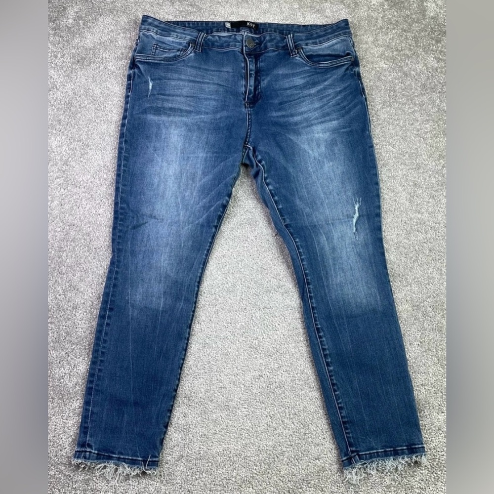 Kut From The Kloth Jeans Women's 16 Petite Blue Skinny Mid-Rise Dark Denim